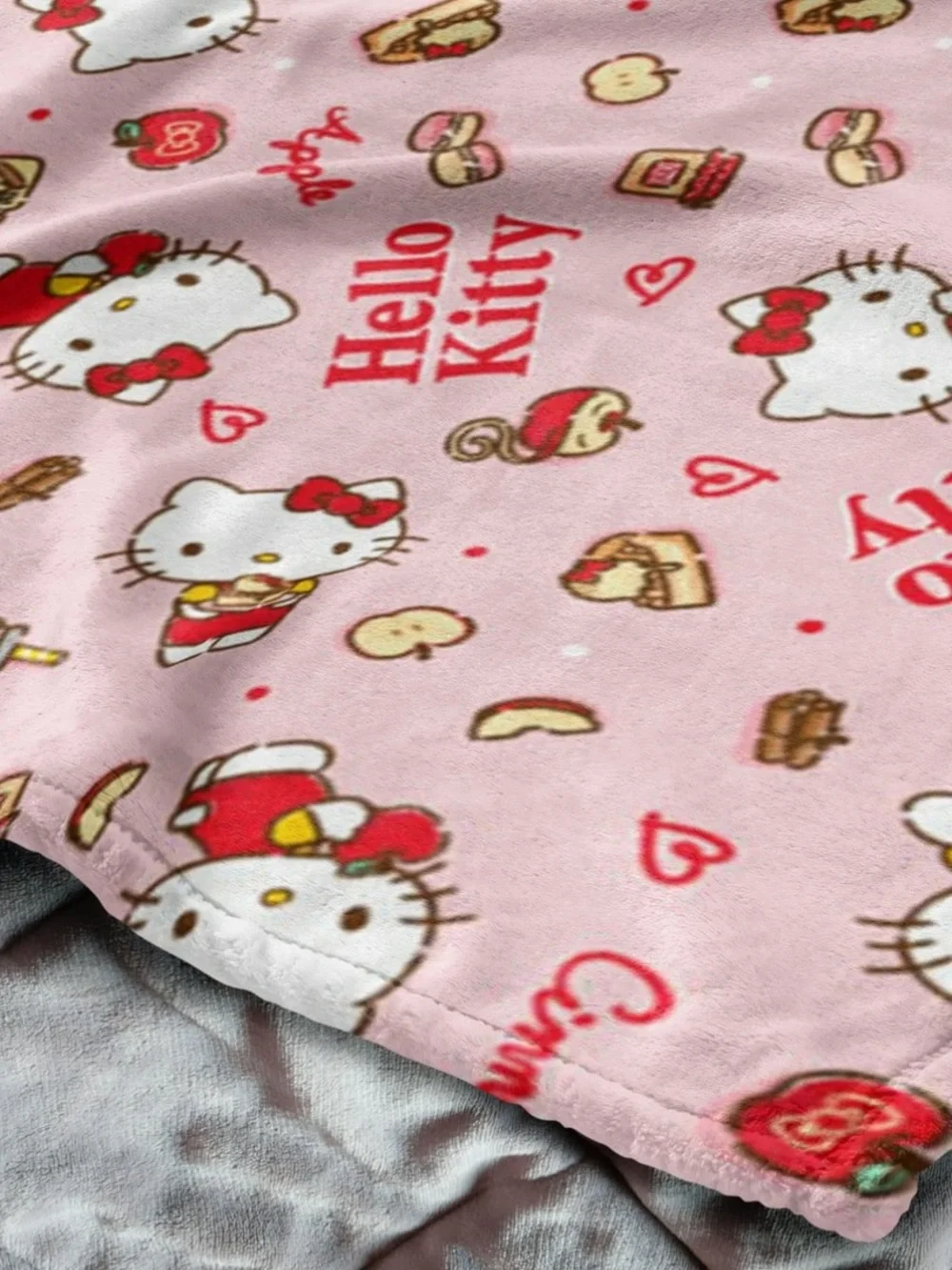 Hello Kitty More Apples Please Pink Patterned Throw Blanket - Sanrio
